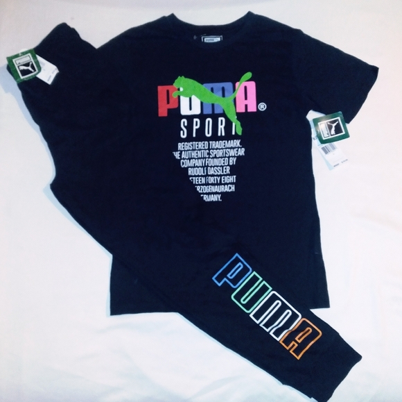 Puma Boys Youth 2pc Jogger Bottoms & Tee Set - Large - Picture 1 of 5